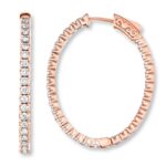 Enchanted Belle Crystal Rose Stud Earrings in Rose Copper and zinc alloy