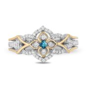 Enchanted Jasmine Swiss Blue Topaz and Crystal Ring in Titanium steel and Copper and zinc alloy