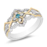 Enchanted Jasmine Swiss Blue Topaz and Crystal Ring in Titanium steel and Copper and zinc alloy - Image 4