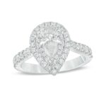 Pear-Shaped Crystal Frame Engagement Ring in Titanium steel