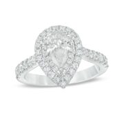 Pear-Shaped Crystal Frame Engagement Ring in Titanium steel