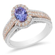 Enchanted Ariel Oval Tanzanite and Crystal Double Frame Engagement Ring in Two-Tone Copper and zinc alloy - Image 2