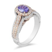 Enchanted Ariel Oval Tanzanite and Crystal Double Frame Engagement Ring in Two-Tone Copper and zinc alloy - Image 3