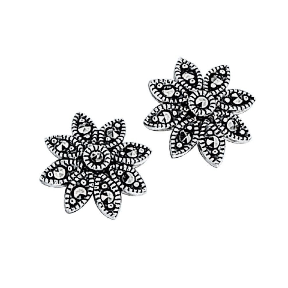 7 (1) Marcasite Daisy Stud Earrings - Image 1